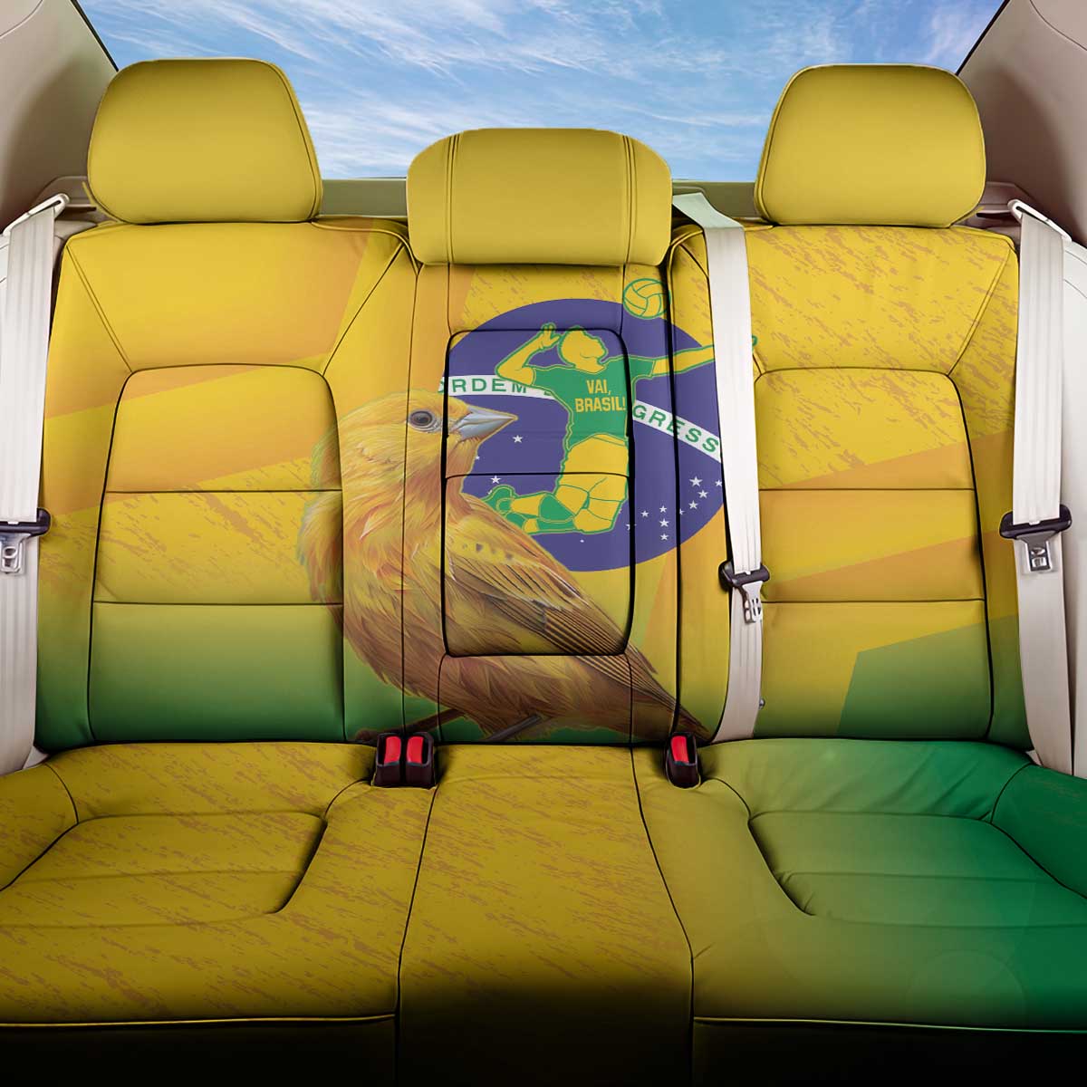 Brasil Volleyball Back Car Seat Cover Go Champions Canario-da-terra