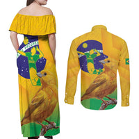 Brasil Volleyball Couples Matching Off Shoulder Maxi Dress and Long Sleeve Button Shirt Go Champions Canario-da-terra