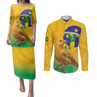 Brasil Volleyball Couples Matching Puletasi and Long Sleeve Button Shirt Go Champions Canario-da-terra