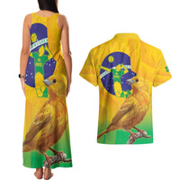 Brasil Volleyball Couples Matching Tank Maxi Dress and Hawaiian Shirt Go Champions Canario-da-terra