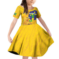 Brasil Volleyball Family Matching Off Shoulder Short Dress and Hawaiian Shirt Go Champions Canario-da-terra