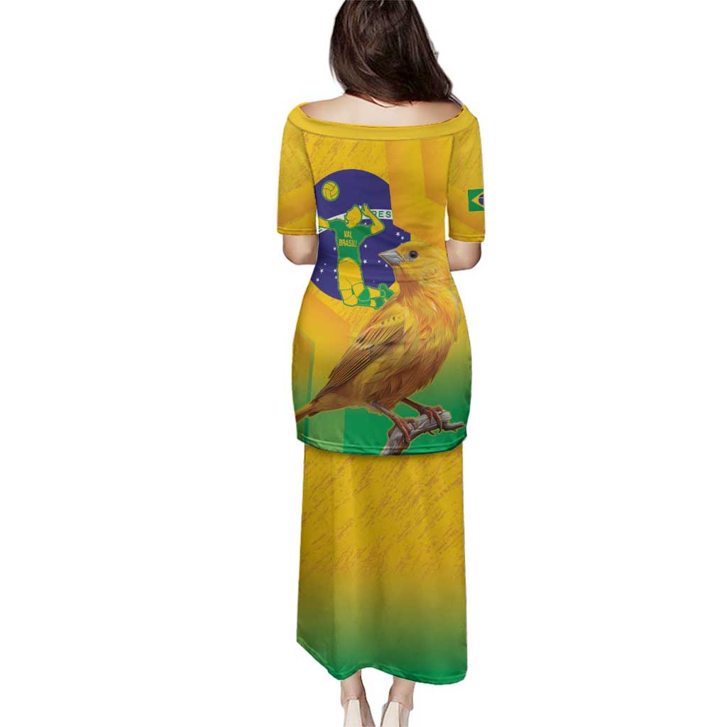 Brasil Volleyball Family Matching Puletasi and Hawaiian Shirt Go Champions Canario-da-terra