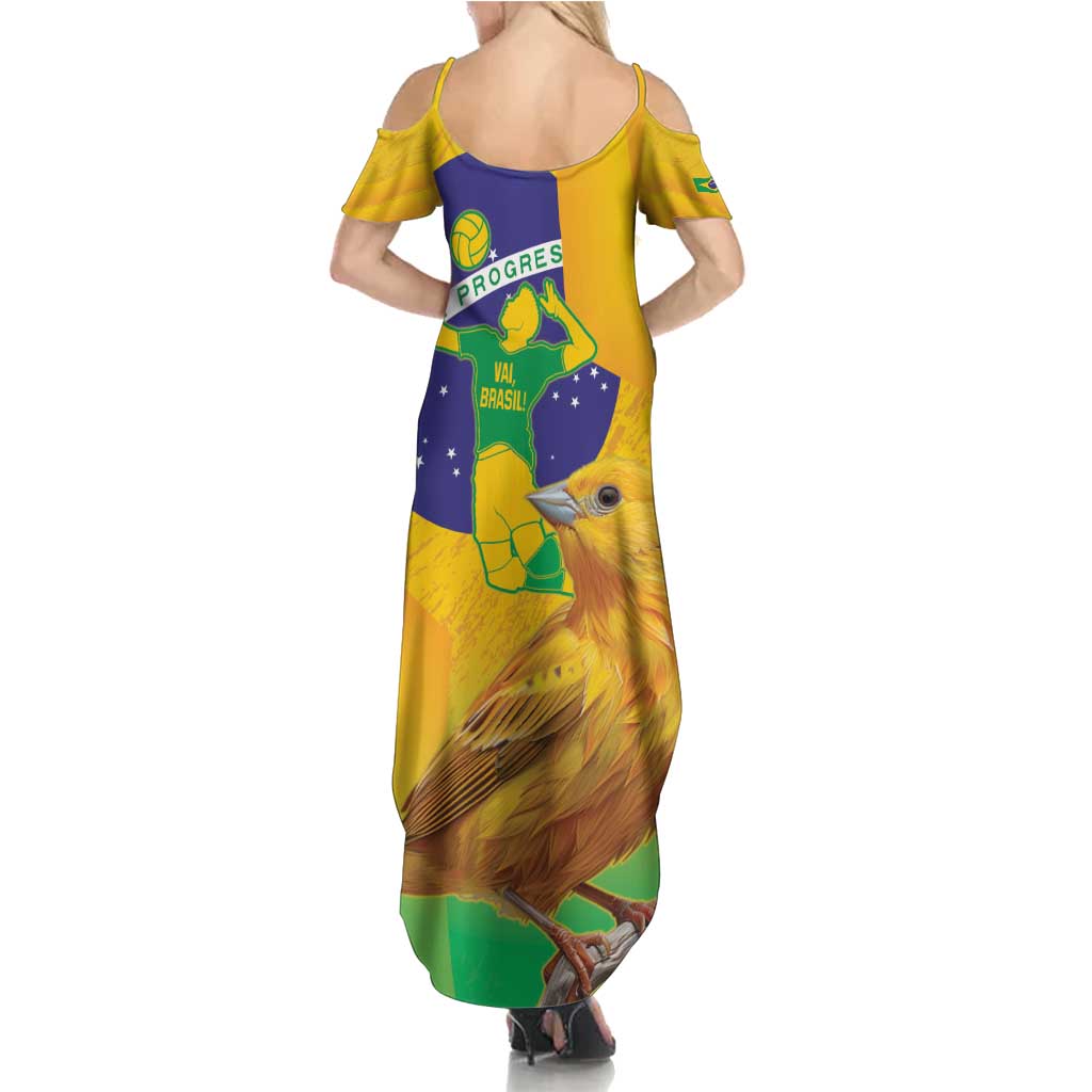 Brasil Volleyball Family Matching Summer Maxi Dress and Hawaiian Shirt Go Champions Canario-da-terra