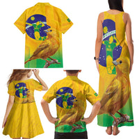 Brasil Volleyball Family Matching Tank Maxi Dress and Hawaiian Shirt Go Champions Canario-da-terra