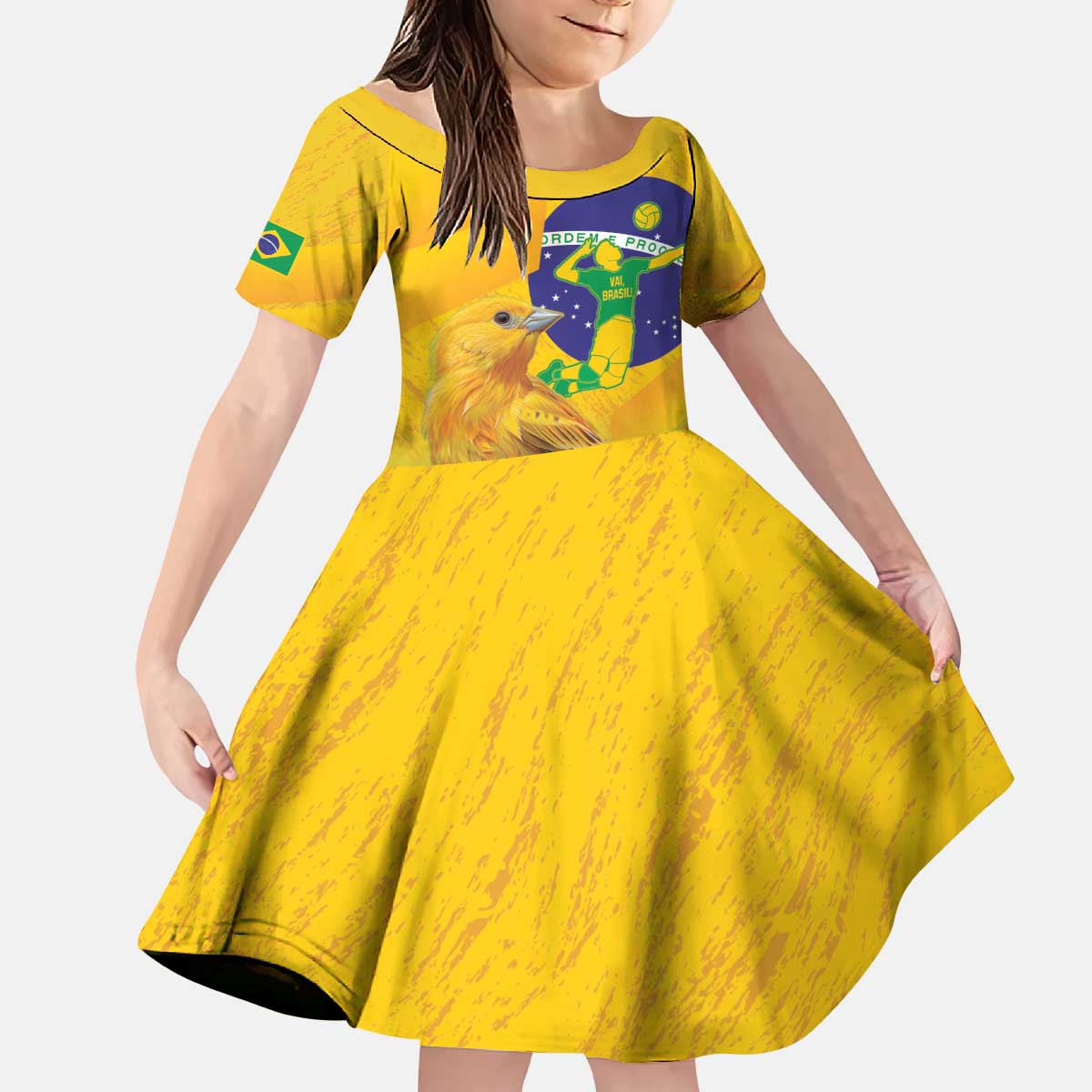 Brasil Volleyball Kid Short Sleeve Dress Go Champions Canario-da-terra