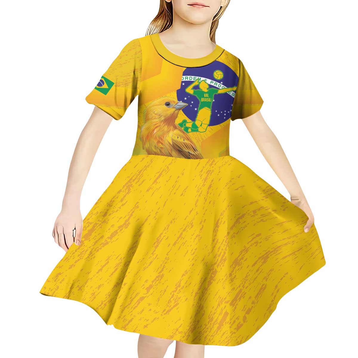 Brasil Volleyball Kid Short Sleeve Dress Go Champions Canario-da-terra