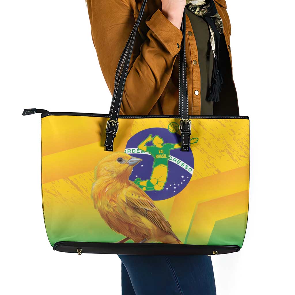 Brasil Volleyball Leather Tote Bag Go Champions Canario-da-terra