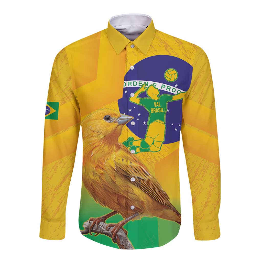 Brasil Volleyball Long Sleeve Button Shirt Go Champions Canario-da-terra