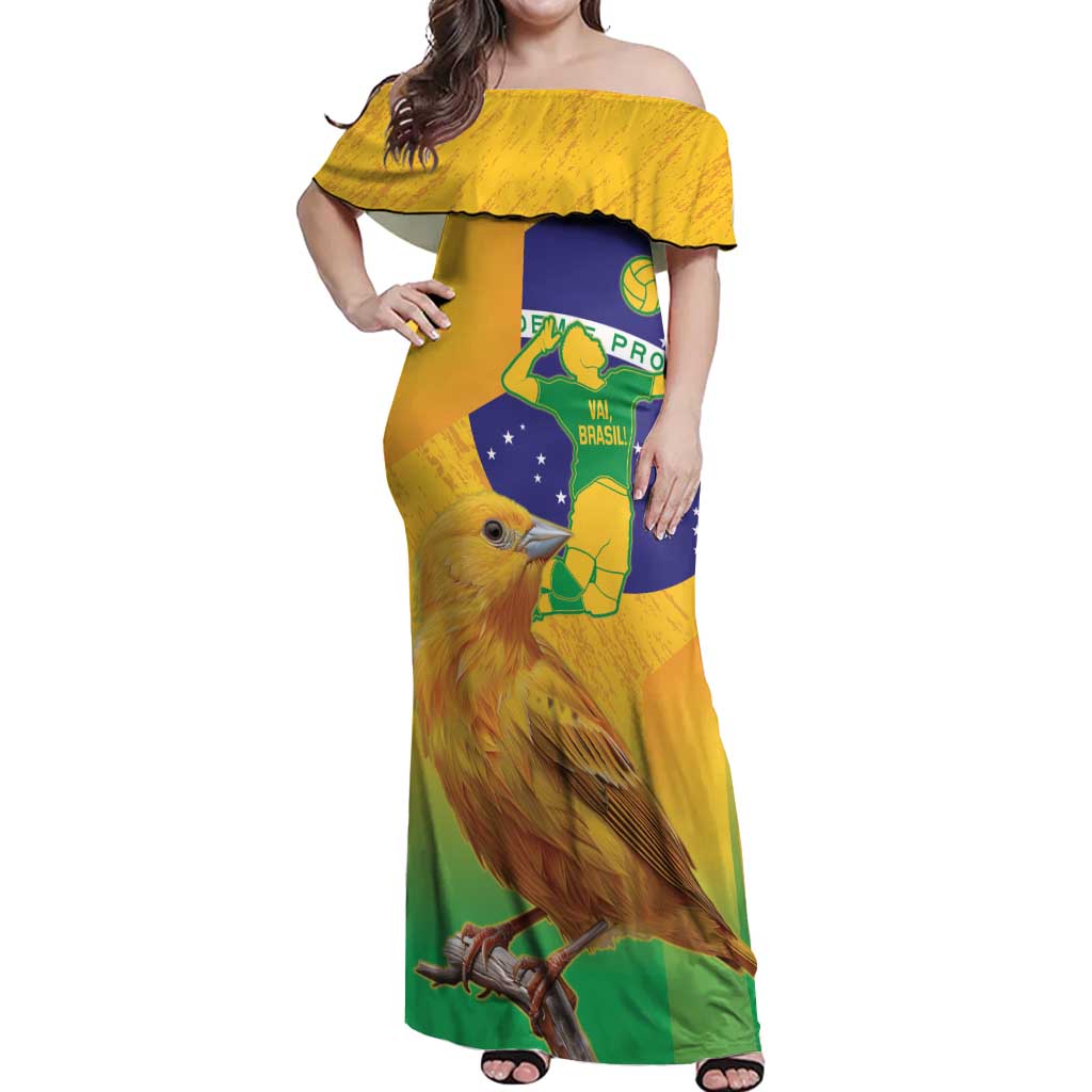 Brasil Volleyball Off Shoulder Maxi Dress Go Champions Canario-da-terra