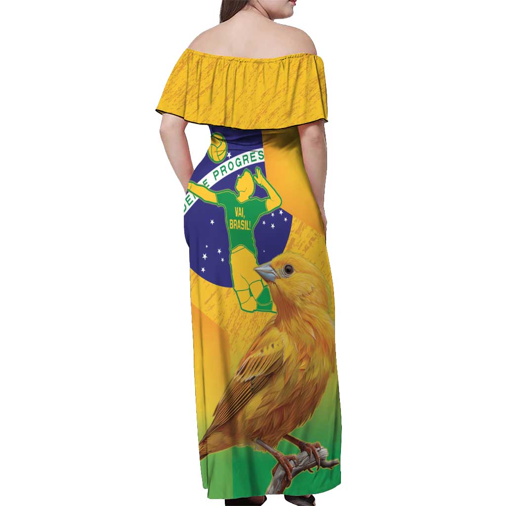 Brasil Volleyball Off Shoulder Maxi Dress Go Champions Canario-da-terra