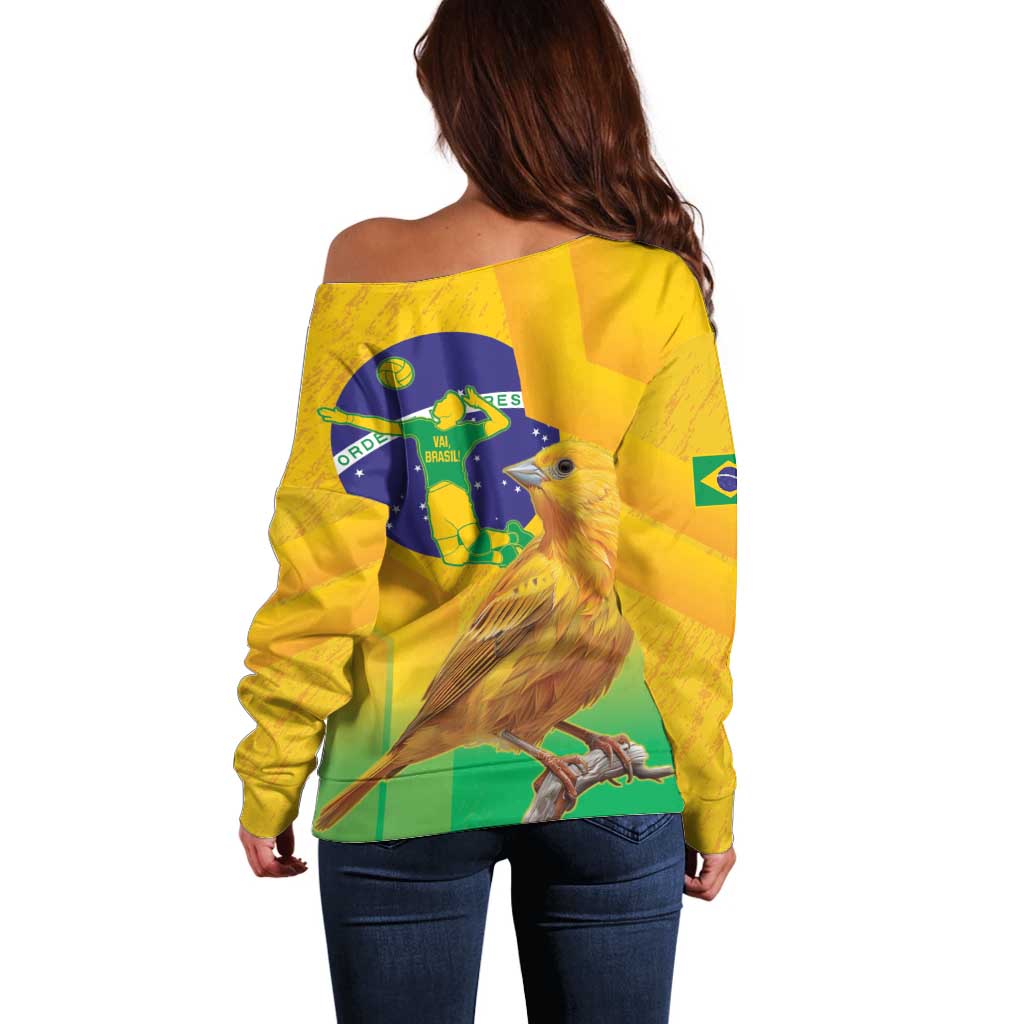 Brasil Volleyball Off Shoulder Sweater Go Champions Canario-da-terra