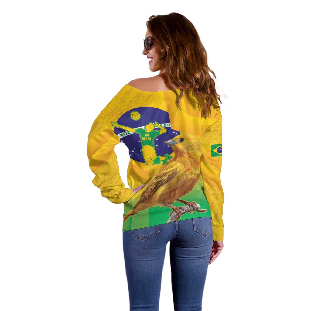 Brasil Volleyball Off Shoulder Sweater Go Champions Canario-da-terra
