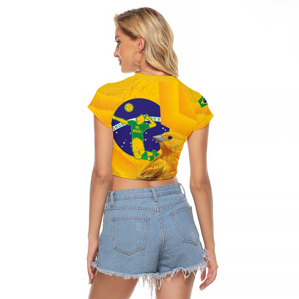 Brasil Volleyball Raglan Cropped T Shirt Go Champions Canario-da-terra - Wonder Print Shop