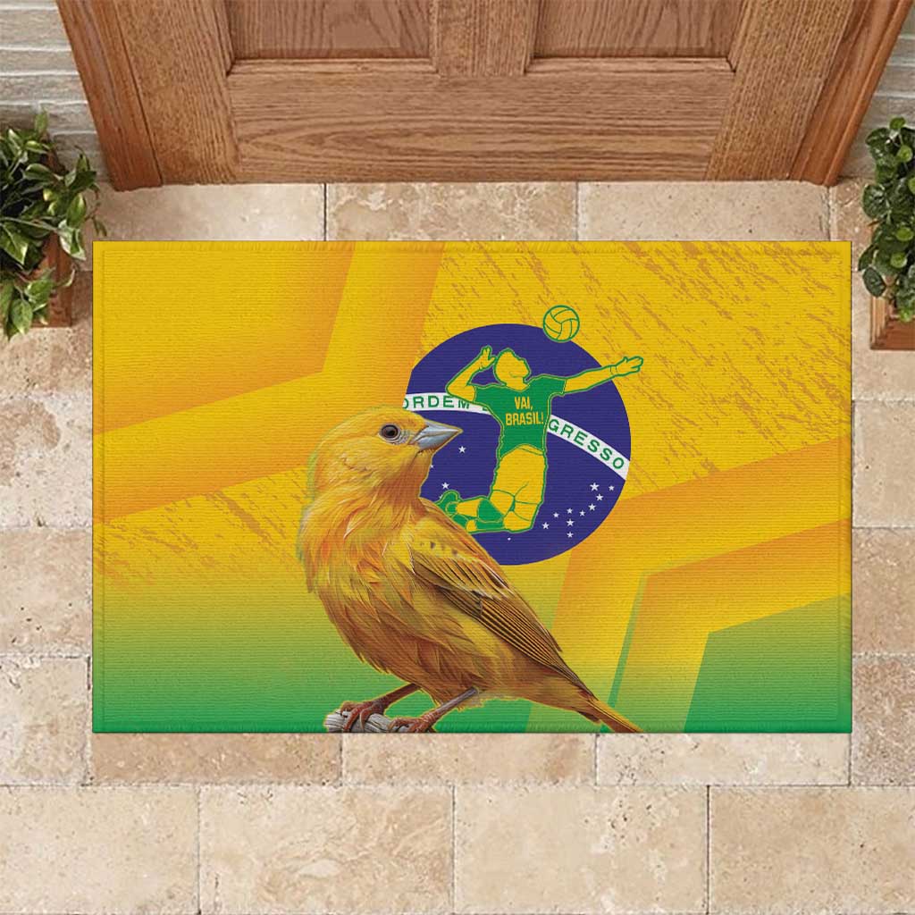 Brasil Volleyball Rubber Doormat Go Champions Canario-da-terra - Wonder Print Shop
