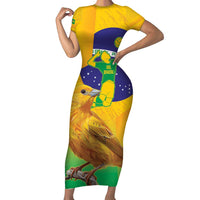 Brasil Volleyball Short Sleeve Bodycon Dress Go Champions Canario-da-terra - Wonder Print Shop