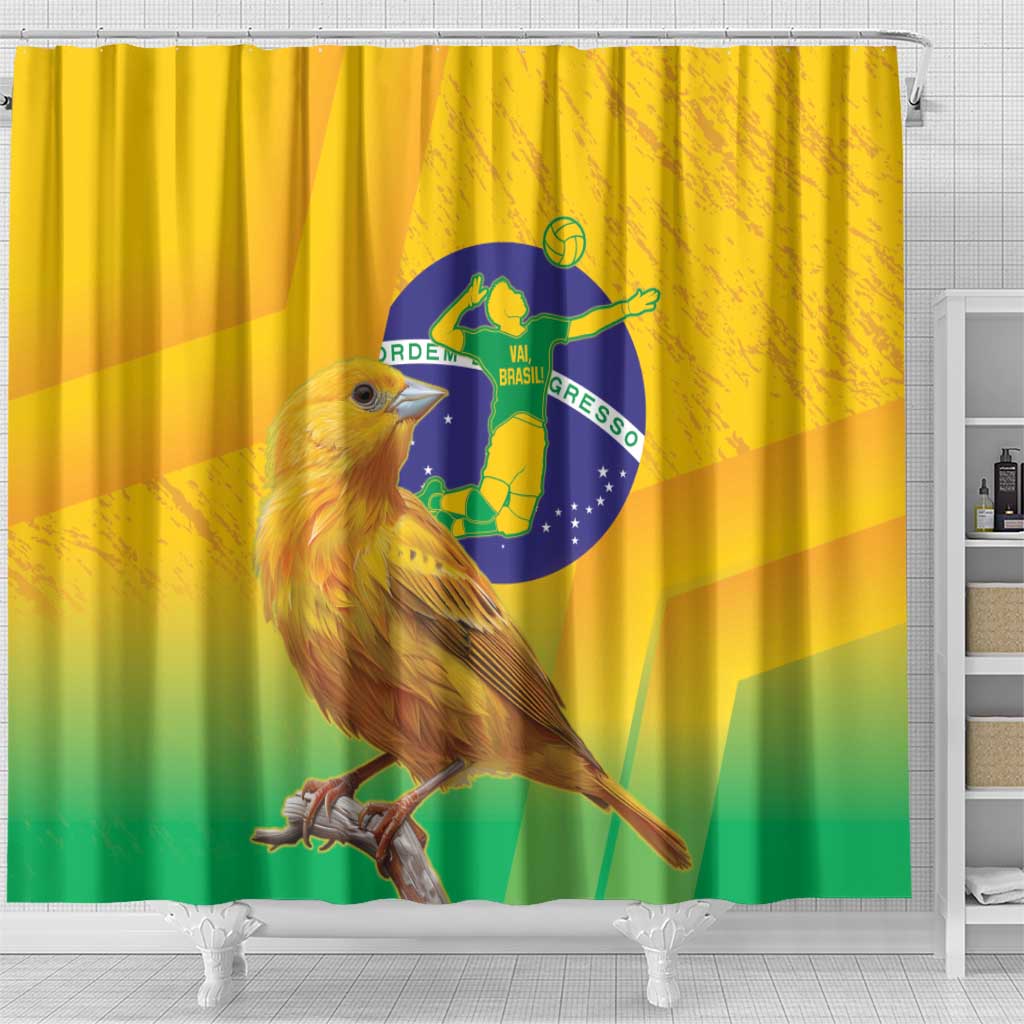 Brasil Volleyball Shower Curtain Go Champions Canario-da-terra - Wonder Print Shop