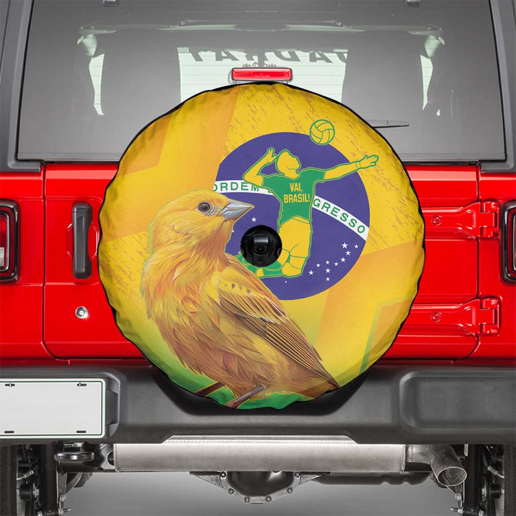 Brasil Volleyball Spare Tire Cover Go Champions Canario-da-terra - Wonder Print Shop