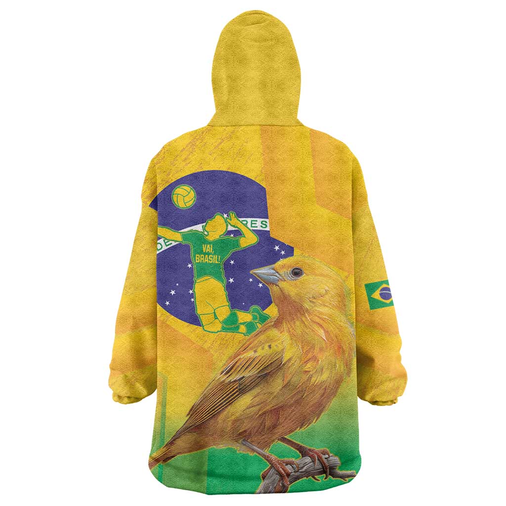 Brasil Volleyball Wearable Blanket Hoodie Go Champions Canario-da-terra - Wonder Print Shop