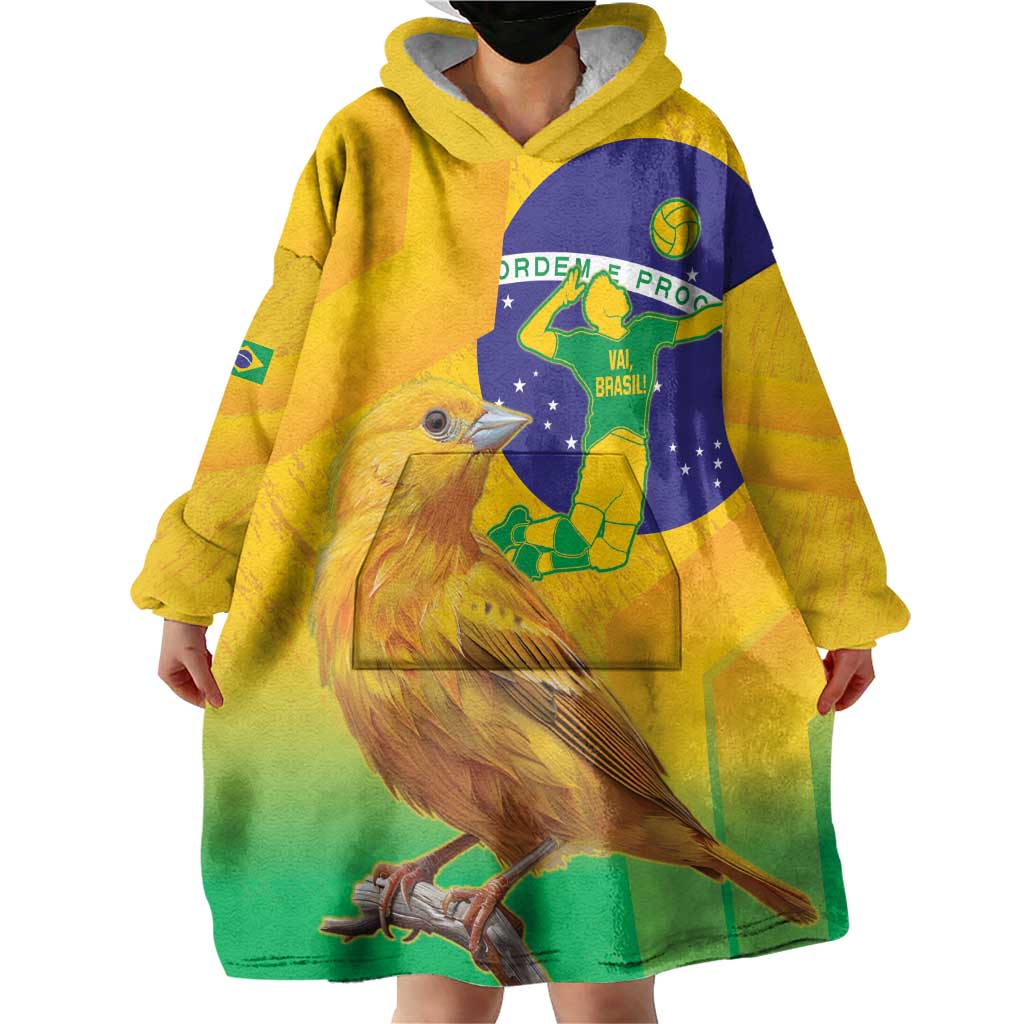 Brasil Volleyball Wearable Blanket Hoodie Go Champions Canario-da-terra - Wonder Print Shop