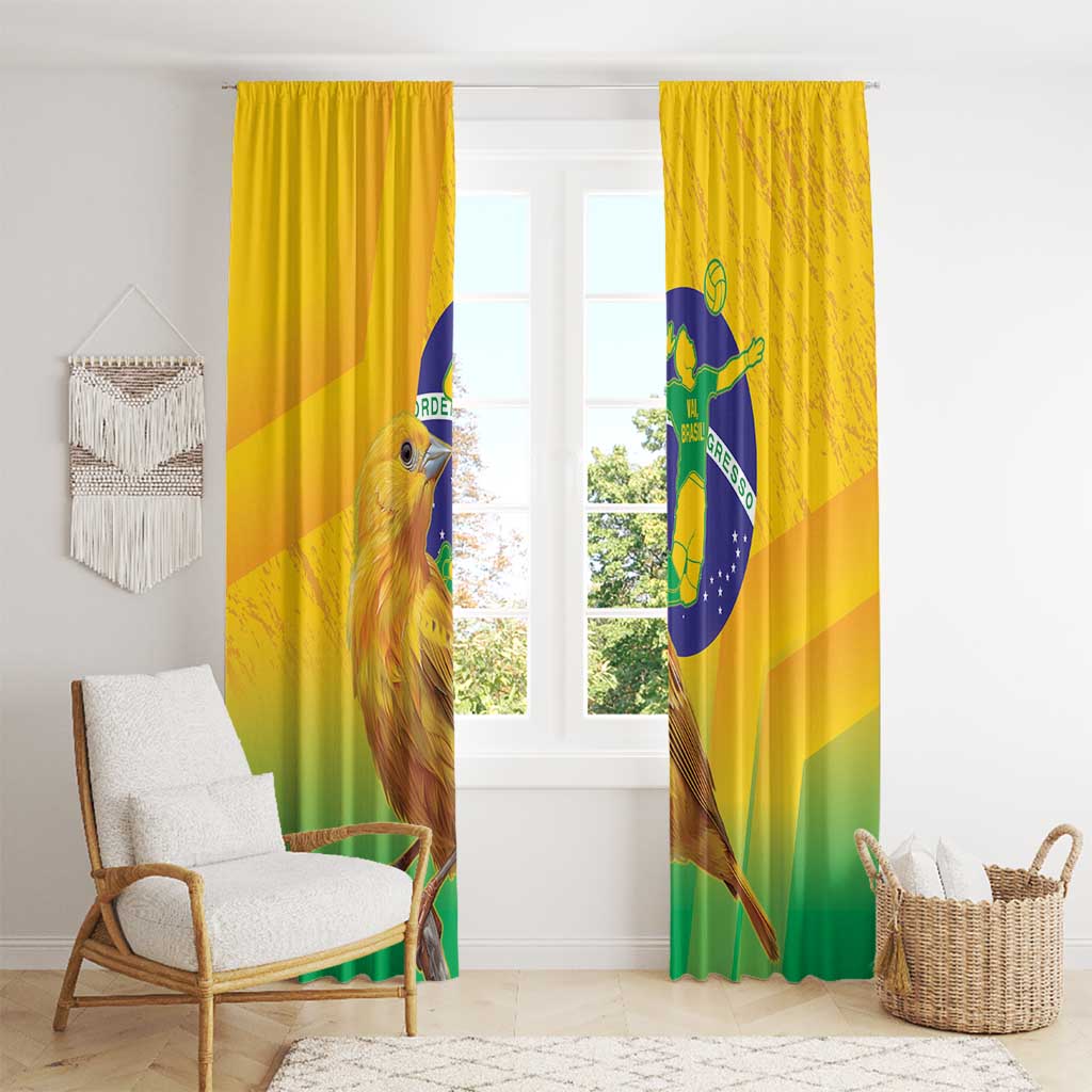 Brasil Volleyball Window Curtain Go Champions Canario-da-terra - Wonder Print Shop