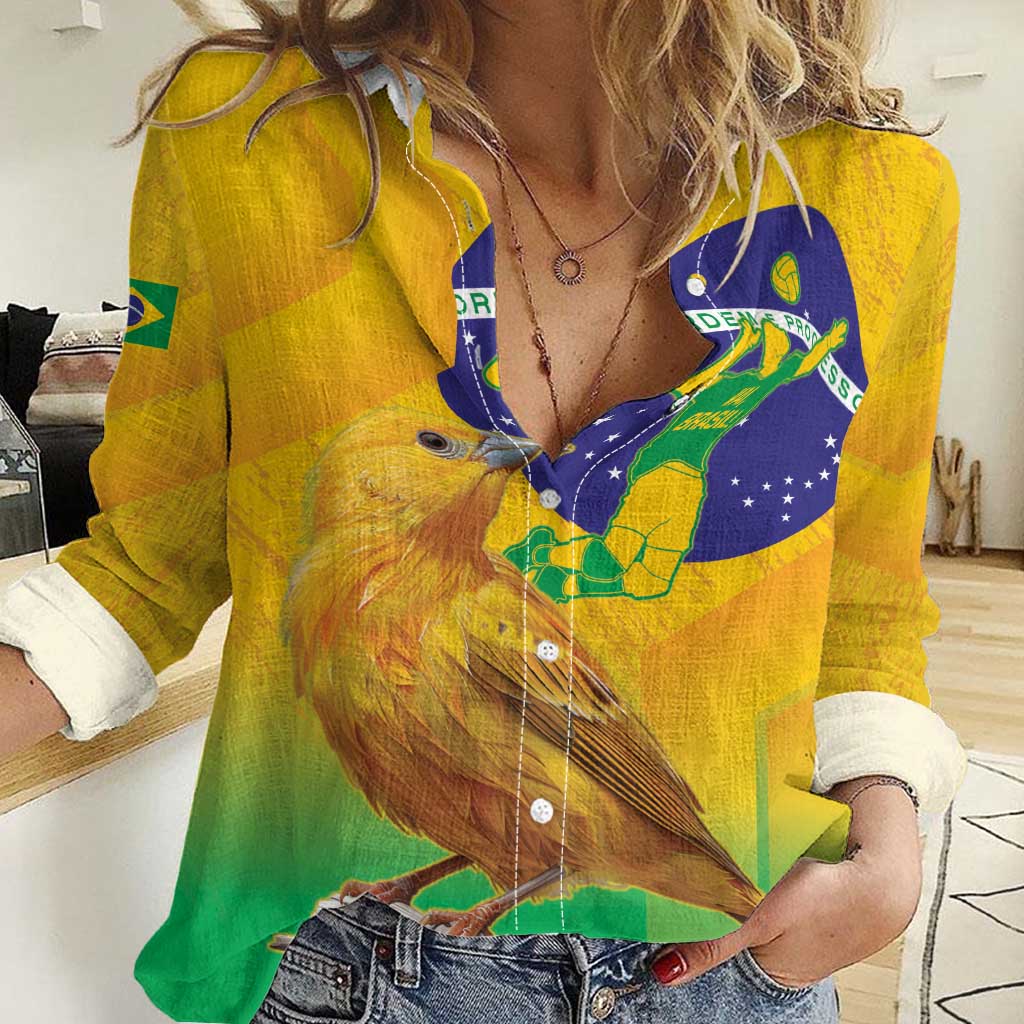 Brasil Volleyball Women Casual Shirt Go Champions Canario-da-terra - Wonder Print Shop