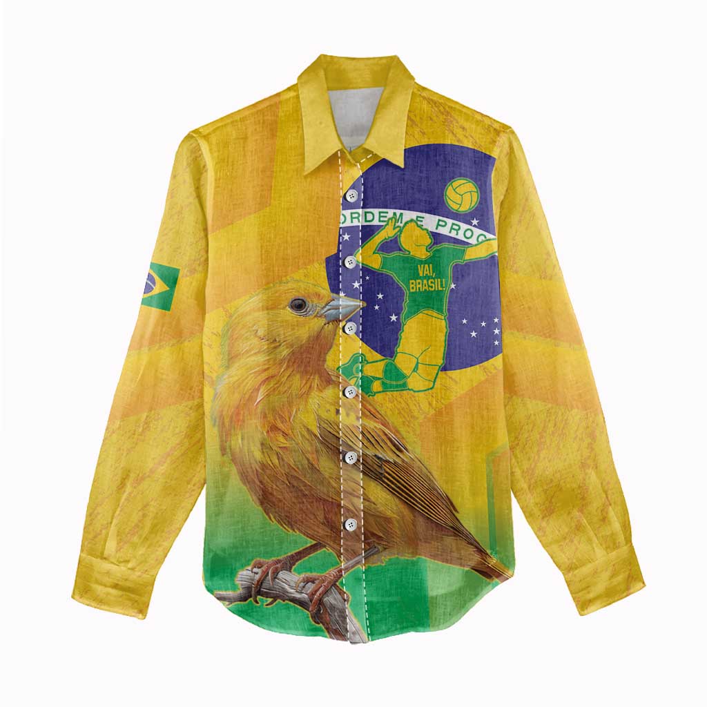 Brasil Volleyball Women Casual Shirt Go Champions Canario-da-terra - Wonder Print Shop