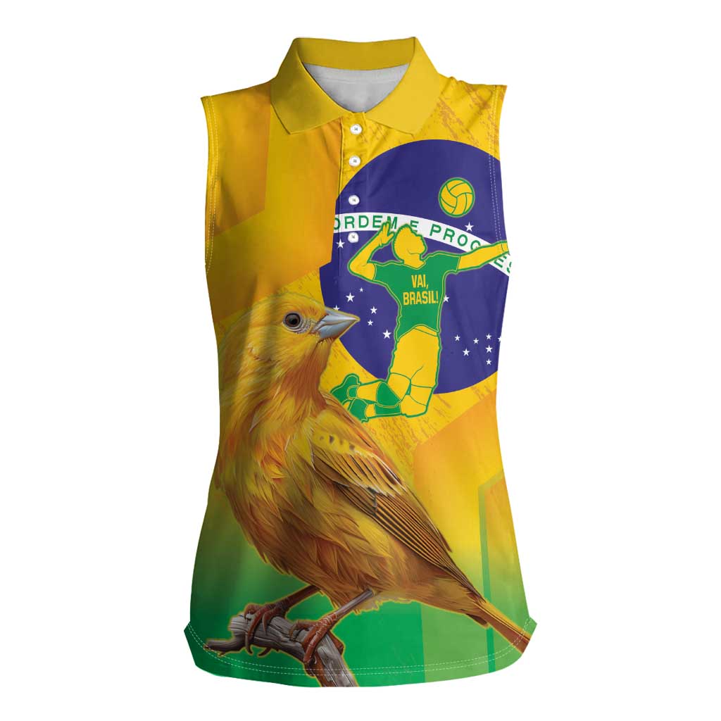 Brasil Volleyball Women Sleeveless Polo Shirt Go Champions Canario-da-terra - Wonder Print Shop