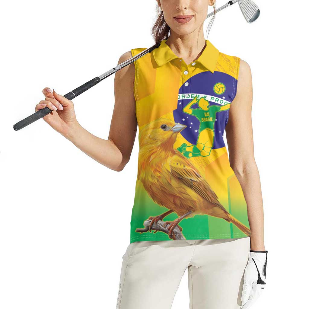 Brasil Volleyball Women Sleeveless Polo Shirt Go Champions Canario-da-terra - Wonder Print Shop