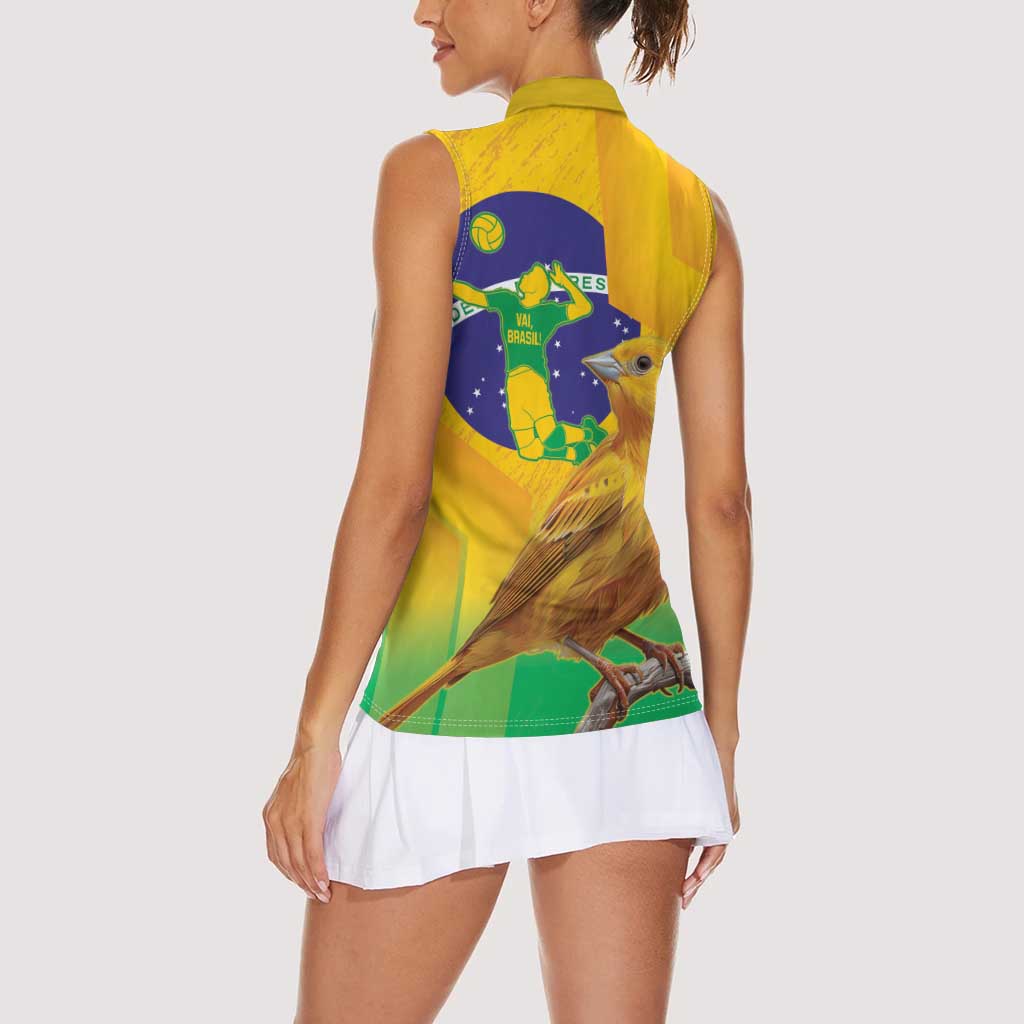 Brasil Volleyball Women Sleeveless Polo Shirt Go Champions Canario-da-terra - Wonder Print Shop