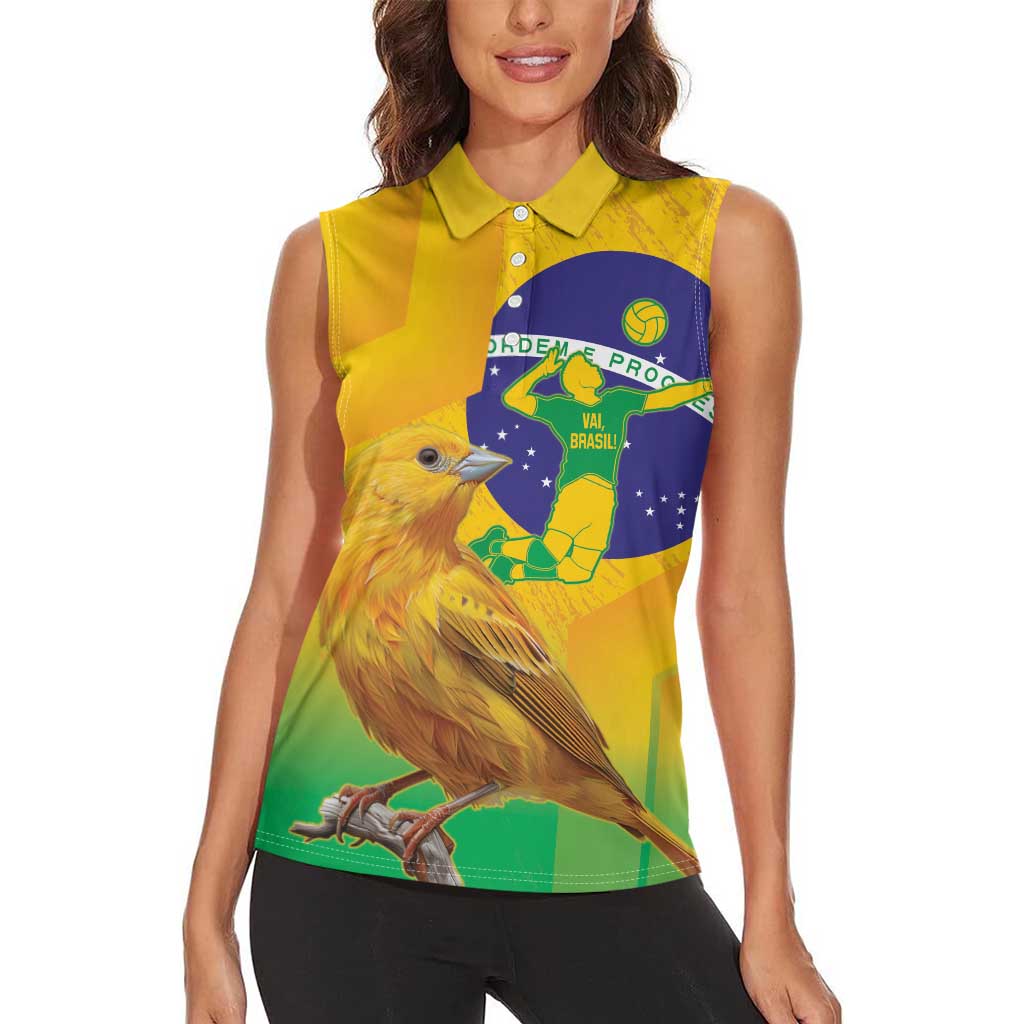 Brasil Volleyball Women Sleeveless Polo Shirt Go Champions Canario-da-terra - Wonder Print Shop