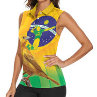 Brasil Volleyball Women Sleeveless Polo Shirt Go Champions Canario-da-terra - Wonder Print Shop