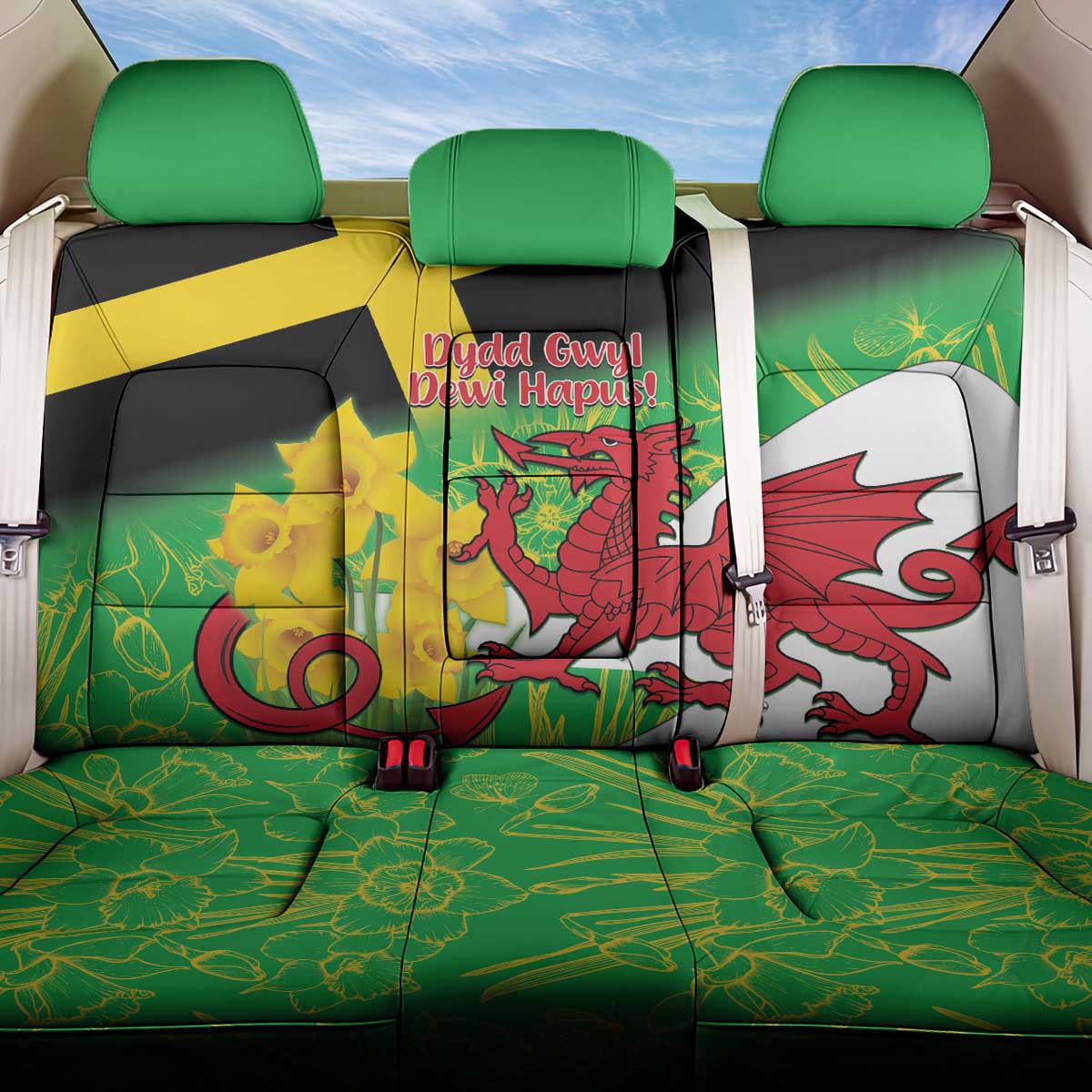 Wales Saint David's Day Back Car Seat Cover Welsh Dragon Dydd Gwyl Dewi Hapus!
