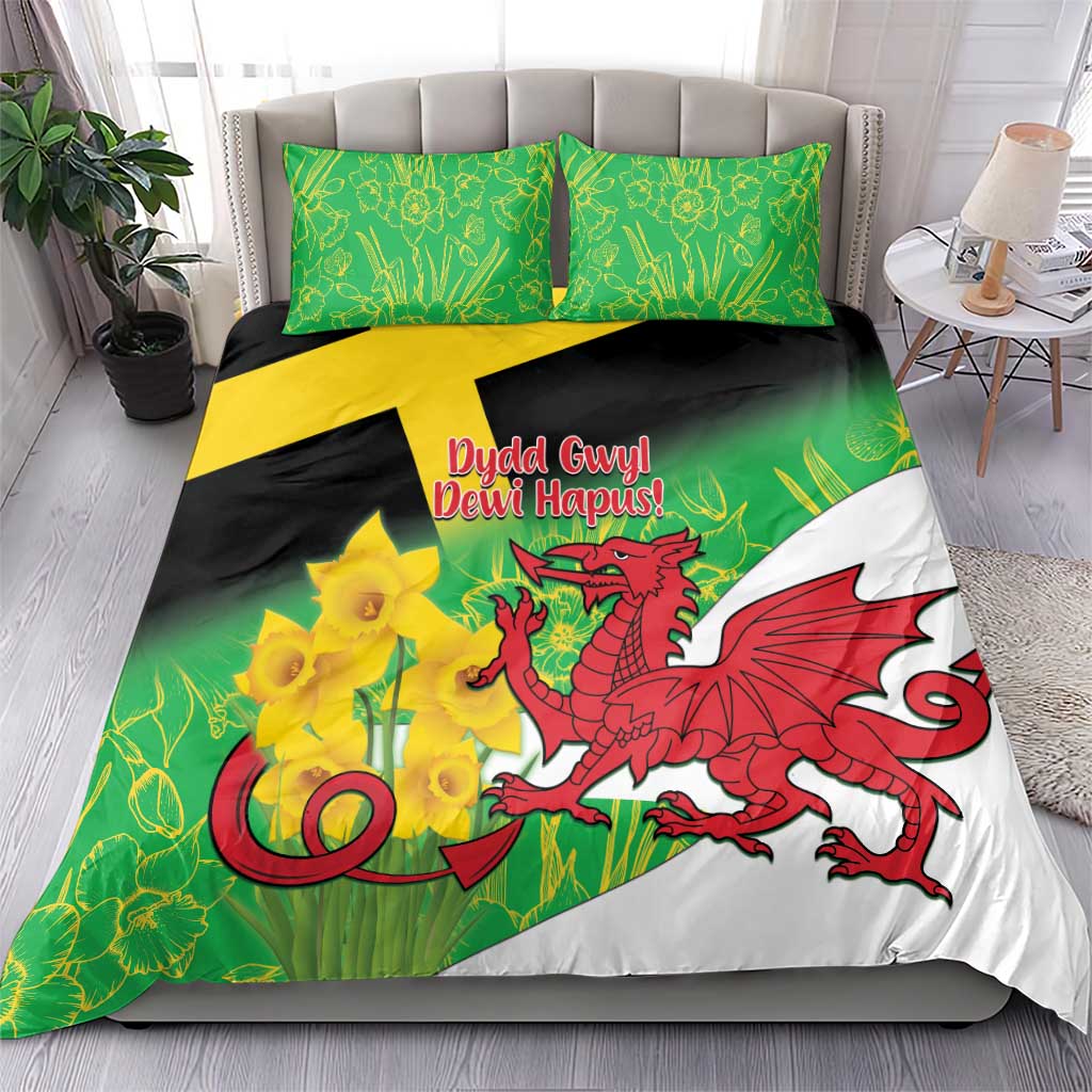 Wales Saint David's Day Bedding Set Welsh Dragon Dydd Gwyl Dewi Hapus!
