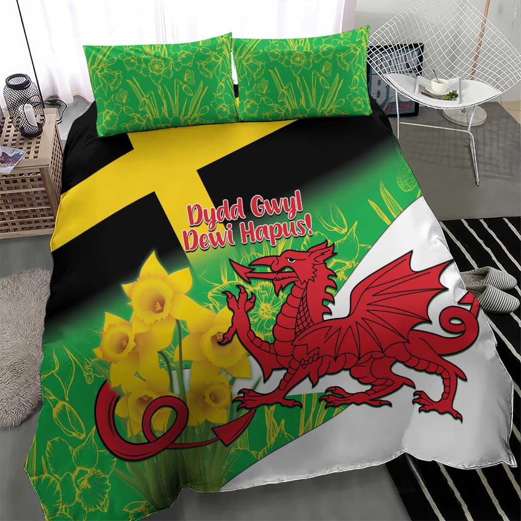 Wales Saint David's Day Bedding Set Welsh Dragon Dydd Gwyl Dewi Hapus!
