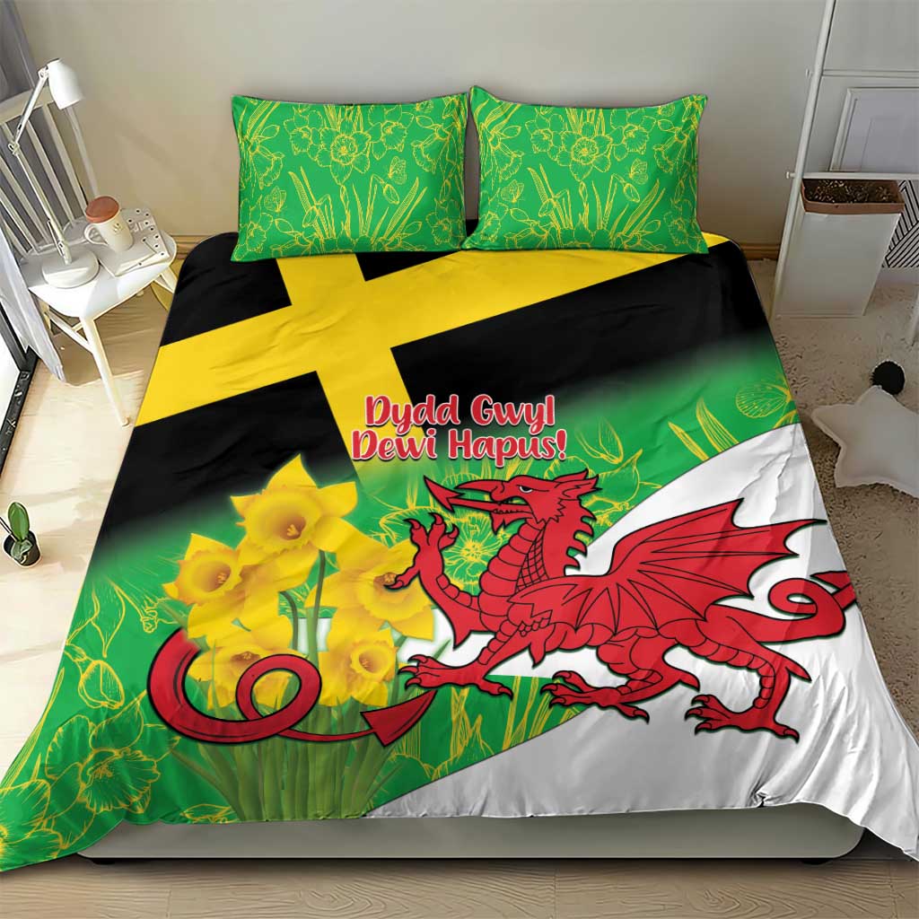 Wales Saint David's Day Bedding Set Welsh Dragon Dydd Gwyl Dewi Hapus!