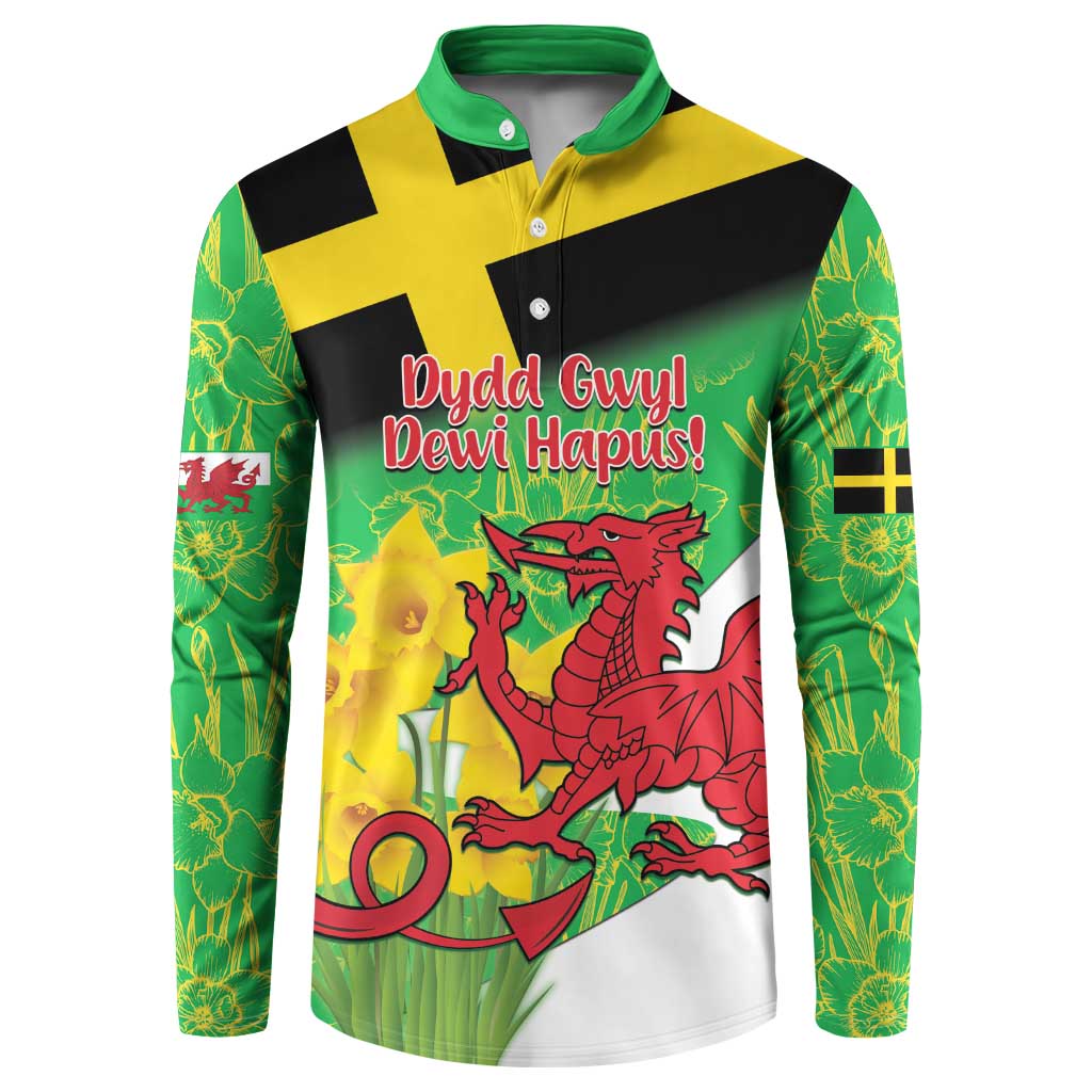 Wales Saint David's Day Button Sweatshirt Welsh Dragon Dydd Gwyl Dewi Hapus!