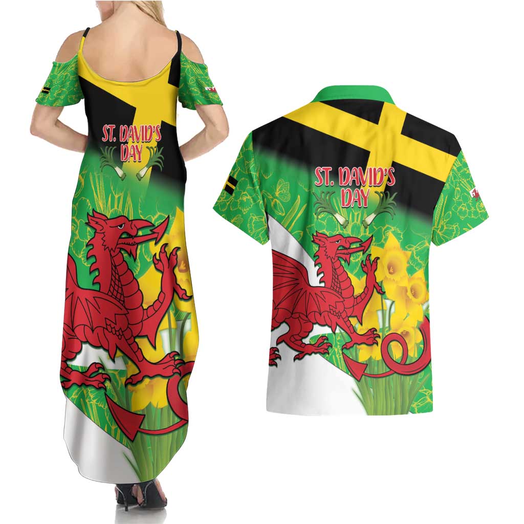Wales Saint David's Day Couples Matching Summer Maxi Dress and Hawaiian Shirt Welsh Dragon Dydd Gwyl Dewi Hapus!