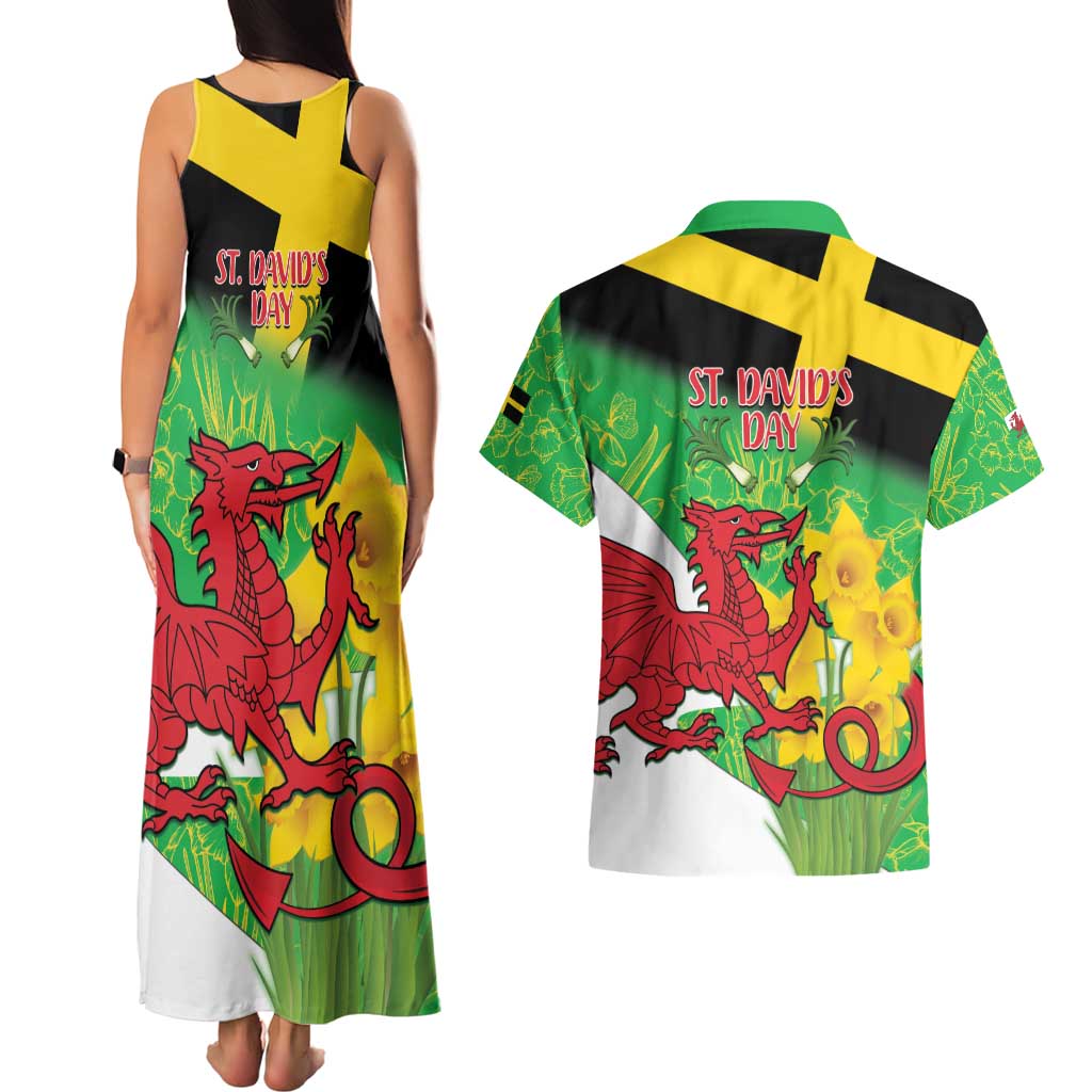 Wales Saint David's Day Couples Matching Tank Maxi Dress and Hawaiian Shirt Welsh Dragon Dydd Gwyl Dewi Hapus!