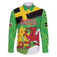 Wales Saint David's Day Family Matching Long Sleeve Bodycon Dress and Hawaiian Shirt Welsh Dragon Dydd Gwyl Dewi Hapus!