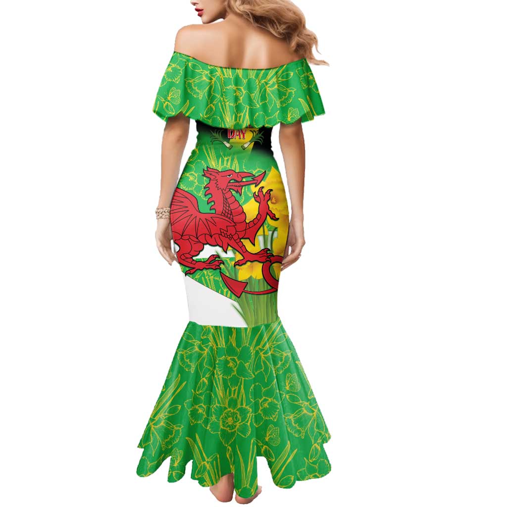 Wales Saint David's Day Family Matching Mermaid Dress and Hawaiian Shirt Welsh Dragon Dydd Gwyl Dewi Hapus!