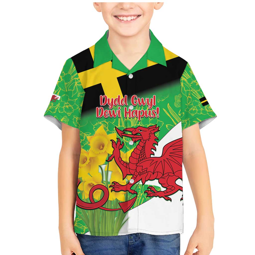 Wales Saint David's Day Family Matching Mermaid Dress and Hawaiian Shirt Welsh Dragon Dydd Gwyl Dewi Hapus!