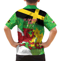 Wales Saint David's Day Family Matching Short Sleeve Bodycon Dress and Hawaiian Shirt Welsh Dragon Dydd Gwyl Dewi Hapus!