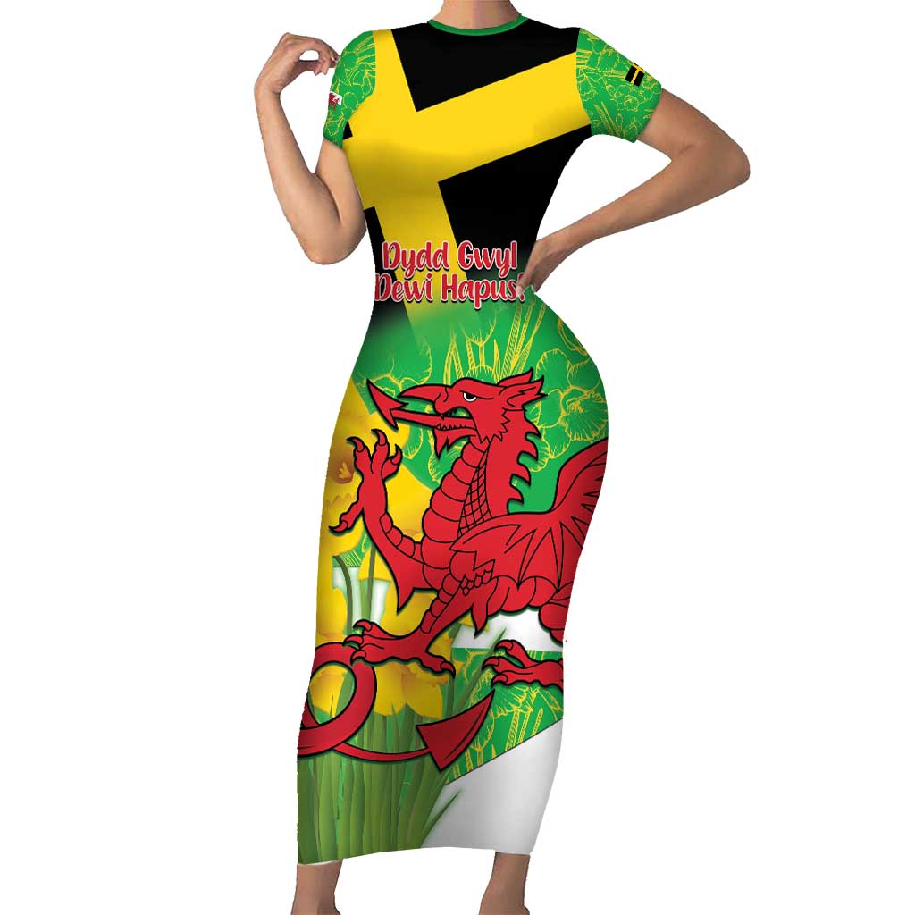 Wales Saint David's Day Family Matching Short Sleeve Bodycon Dress and Hawaiian Shirt Welsh Dragon Dydd Gwyl Dewi Hapus!