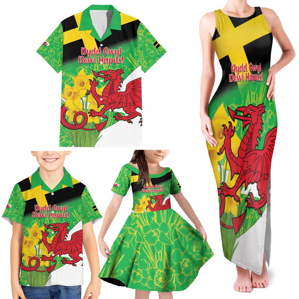 Wales Saint David's Day Family Matching Tank Maxi Dress and Hawaiian Shirt Welsh Dragon Dydd Gwyl Dewi Hapus!
