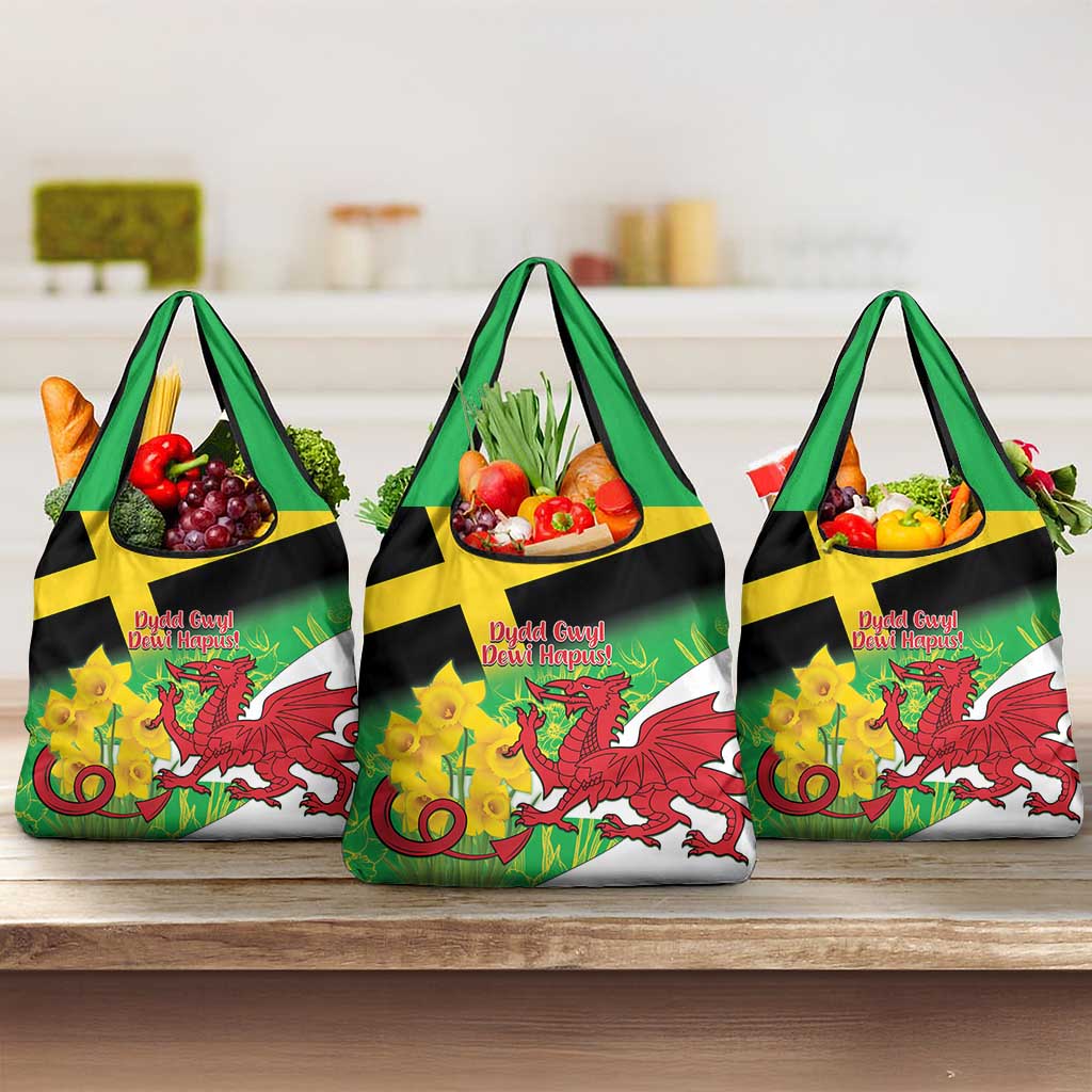 Wales Saint David's Day Grocery Bag Welsh Dragon Dydd Gwyl Dewi Hapus!