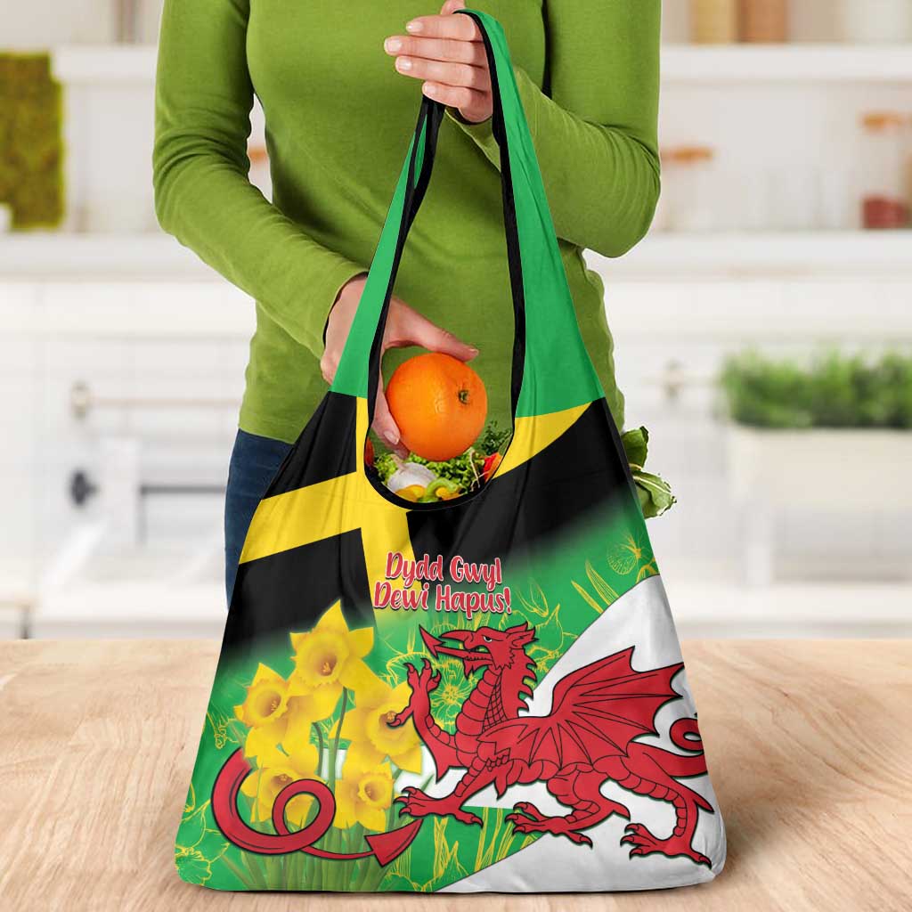 Wales Saint David's Day Grocery Bag Welsh Dragon Dydd Gwyl Dewi Hapus!