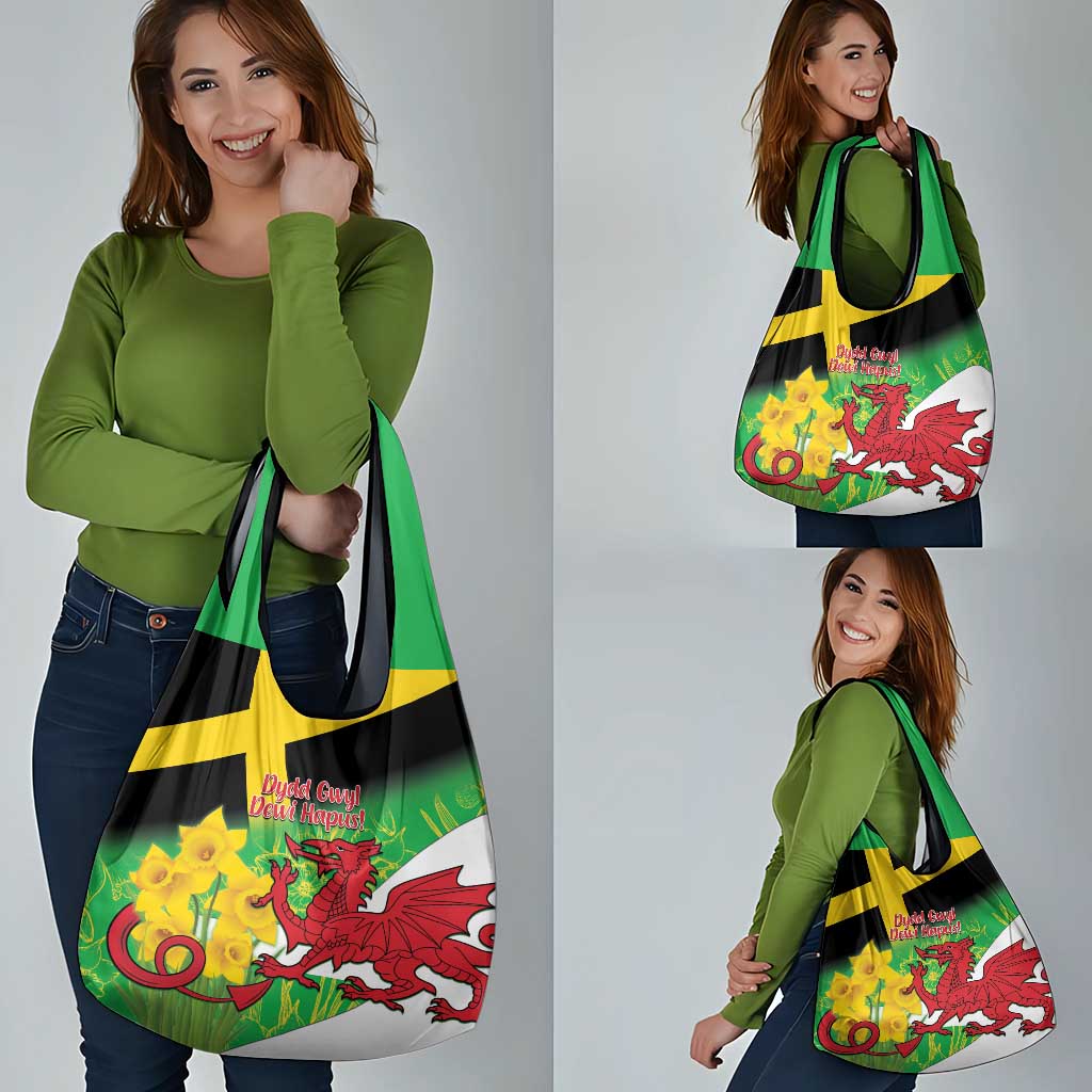 Wales Saint David's Day Grocery Bag Welsh Dragon Dydd Gwyl Dewi Hapus!