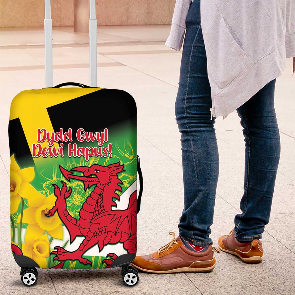 Wales Saint David's Day Luggage Cover Welsh Dragon Dydd Gwyl Dewi Hapus!