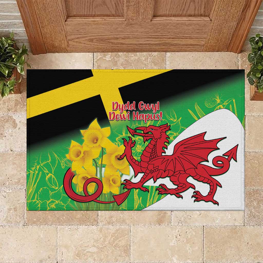 Wales Saint David's Day Rubber Doormat Welsh Dragon Dydd Gwyl Dewi Hapus!