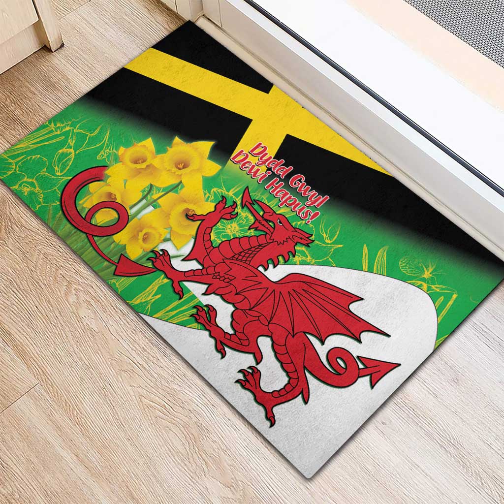 Wales Saint David's Day Rubber Doormat Welsh Dragon Dydd Gwyl Dewi Hapus!
